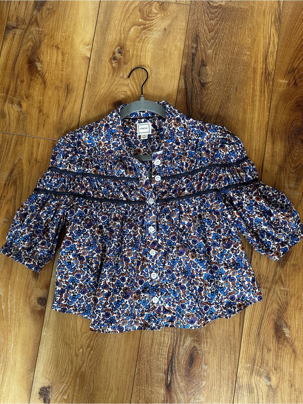Maeve Women’s ' Blue Floral Button-Front Blouse XS